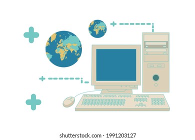 computer connect world in vector.