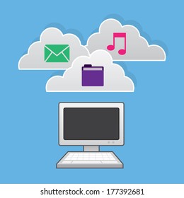 Computer connected to media and documents via the cloud 