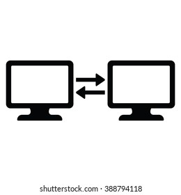 Computer connecting icon on the white background