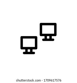 Computer Connection Icon, isolated on white. User Interface Outline Icon.
