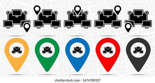 Computer, connection icon in location set. Simple glyph, flat illustration element of web design development theme icons