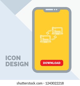 Computer, connection, link, network, sync Line Icon in Mobile for Download Page