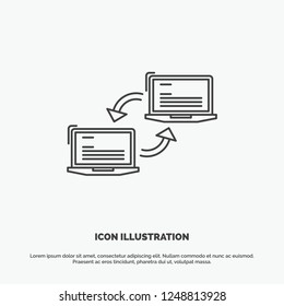 Computer, connection, link, network, sync Icon. Line vector gray symbol for UI and UX, website or mobile application