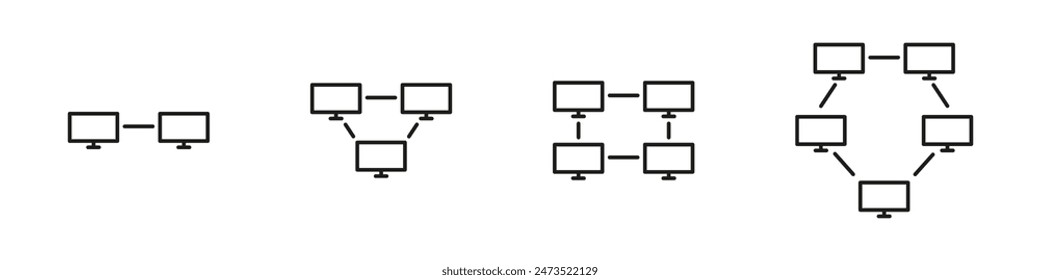 Computer connection vector icon set. Lan network device icons.