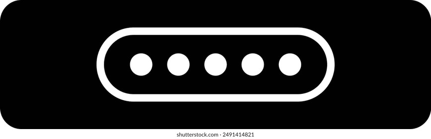 Computer Connector Display Input Port, Mac Safe flat black vector icon.