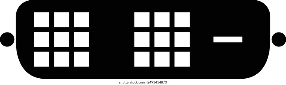 Computeranschluss Display Input Port, schwarzes DVI-Symbol für Vektorgrafik.
