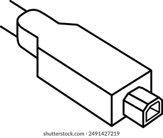 Puerto de entrada de la pantalla del conector del ordenador, ícono de Vector negro plano USB-B.