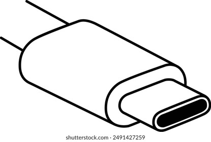 Puerto de entrada de la pantalla del conector del ordenador, ícono de Vector negro plano USB-C.