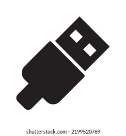 Computer Connector Usb Port Icon | Black Vector Illustration |