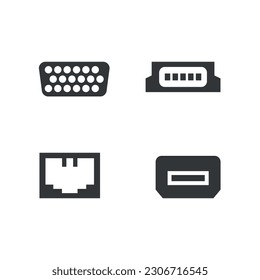 Computer connectors with icons. Vector.