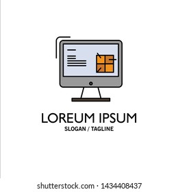 Computer, Construction, Repair, Lcd, Design Business Logo Template. Flat Color