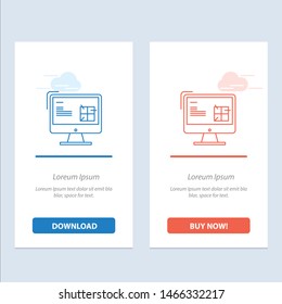 Computer, Construction, Repair, Lcd, Design  Blue and Red Download and Buy Now web Widget Card Template. Vector Icon Template background