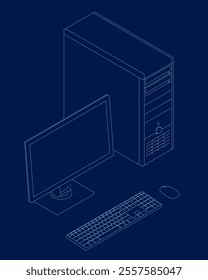 computer contour technology icon. Isometric view. Vector illustration