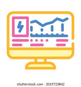 computer control of electricity consumption color icon vector. computer control of electricity consumption sign. isolated symbol illustration