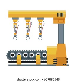 computer controlled automated manufacturing process, industrial robot in packaging line