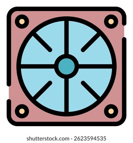 Computer cooler icon. Outline computer cooler vector icon color flat isolated