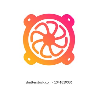 Computer cooler icon. PC fan component sign. Classic flat style. Gradient computer fan icon. Vector