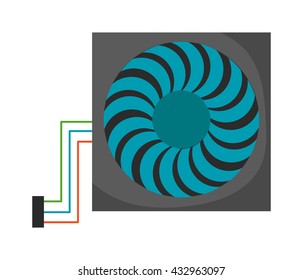 Computer cooler isolated on white background and computer cooler vector icon