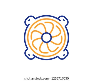Computer cooler line icon. PC fan component sign. Colorful outline concept. Blue and orange thin line color Computer fan icon. Vector