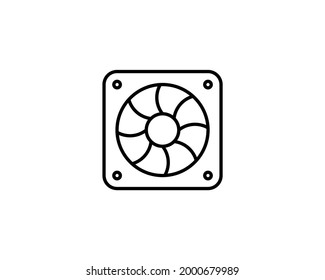 Computer cooler linear icon. Desktop PC ventilation and hardware cooling thin line customizable illustration. Contour symbol. Small cooler fan vector isolated outline drawing. Editable stroke.