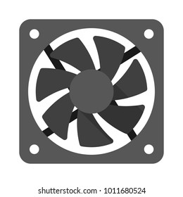 Computer cooler, PC hardware fan, vector flat style illustration isolated on white background