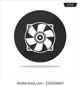 Computer cooler, PC hardware fan icon vector isolated on white background.