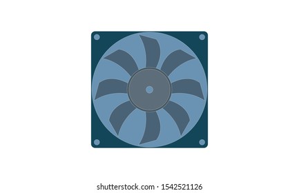 Computer cooler, PC hardware fan, vector flat style illustration isolated on white background