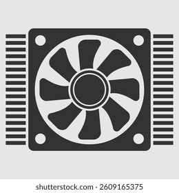 Computer cooler, PC hardware fan. Vector illustration