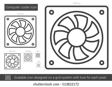 Computer cooler vector line icon isolated on white background. Computer cooler line icon for infographic, website or app. Scalable icon designed on a grid system.