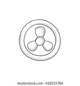 Computerkühler, Vektorgrafik Symbol einzeln auf Hintergrund. Handgezeichnetes Computerkühler-Symbol. Computerkühler-Skizze-Symbol für Infografik, Website oder App.