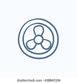 Computer cooler vector sketch icon isolated on background. Hand drawn Computer cooler icon. Computer cooler sketch icon for infographic, website or app.