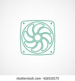 Computer Cooling Fan Green Flat Icon On White Background