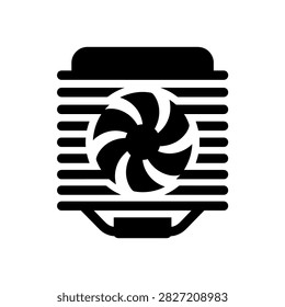 Computer cooling fan and heatsink silhouette graphic with heatsink, computer