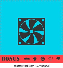 Computer cooling fan icon flat. Simple vector symbol and bonus icon