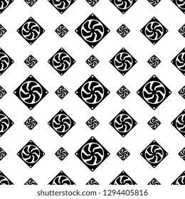 Computer Cooling Fan Icon Seamless Pattern, Air Cooling Fan Vector Art Illustration