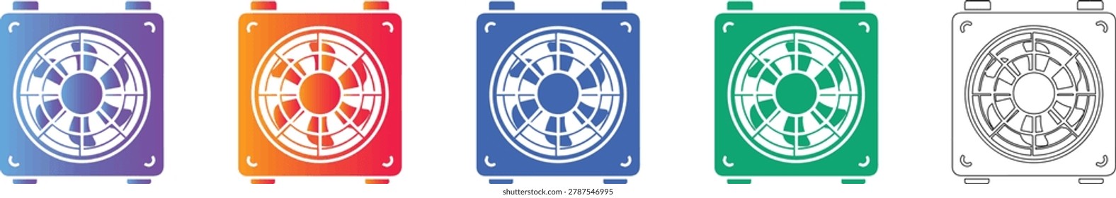 Computer Cooling Fan Icon Set for Technology and HVAC vol 930