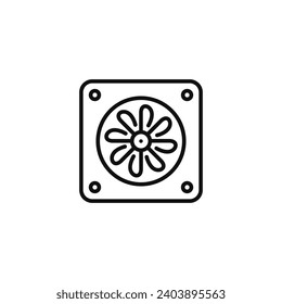 Computer cooling fan line icon isolated on white background