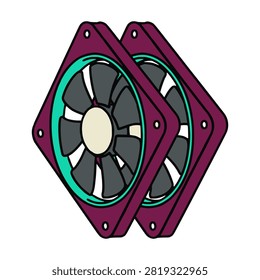 computer cooling fan part ventilation component flat color vector illustration template design