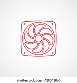 Computer Cooling Fan Red Icon On White Background