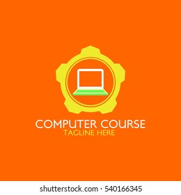 Computer Course Logo Design Template. Vector Illustration