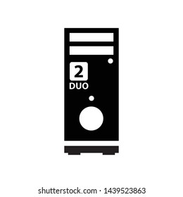 Computer cpu 2 duo case icon vector