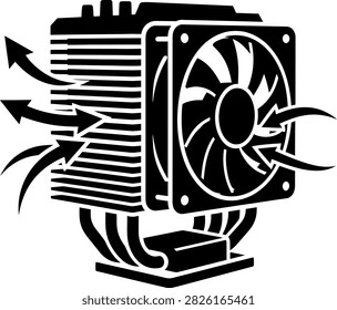 Computer cpu air cooler heat sink graphic with heatsink