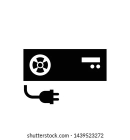Computer cpu case icon vector black color
