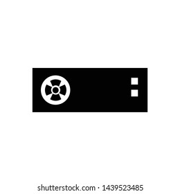 Computer cpu case icon vector black color