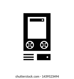Computer cpu case icon vector black color