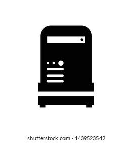 Computer cpu case icon vector black color