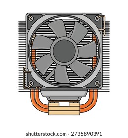 A computer cpu cooler with a fan and heat sink