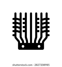 Computer cpu heatsink component silhouette icon with heatsink computer processor