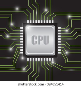 computer cpu icon with electronics circuit background vector illustrations