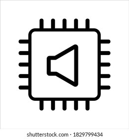 computer cpu icon vector. computer cpu with sound icon. outline style icon vector concept